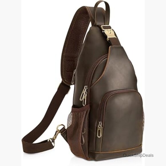 Full Grain Leather Anti Theft Sling Crossbody Backpack Daypack main image 4